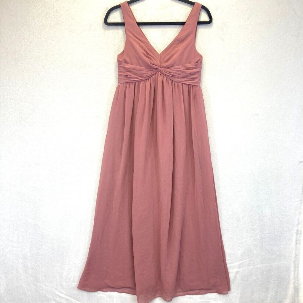 Azazie Formal Maternity Maxi Dress A2 Chiffon Pink Flowy Wedding Prom Bridesmaid
